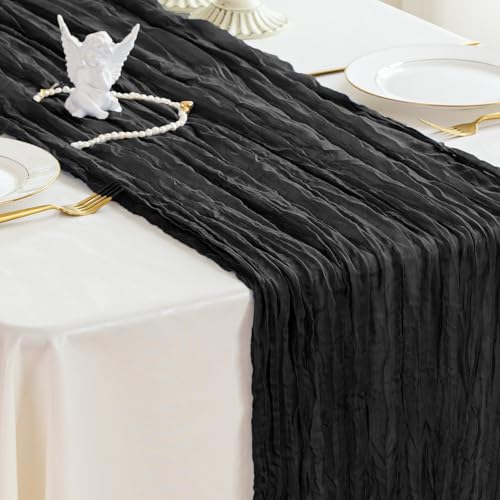 Black Cheesecloth Table Runner 10ft Set of 10 Fall Autumn Wedding Party Decor