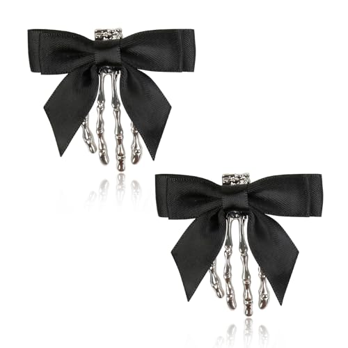 Halloween Skeleton Hand Hair Clips with Bowknot for Women Party Cosplay Accessories