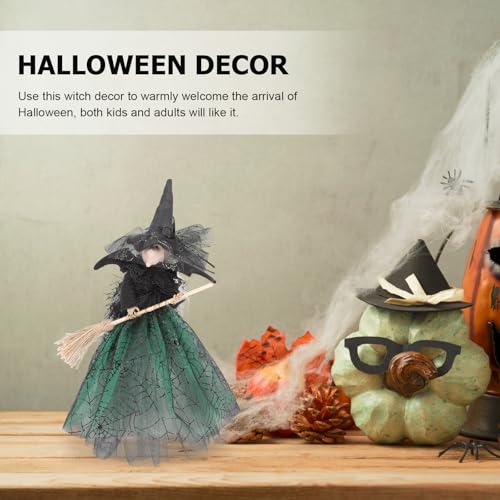 Halloween Witch Tree Topper Decor - Gnome Doll with Web & Hat