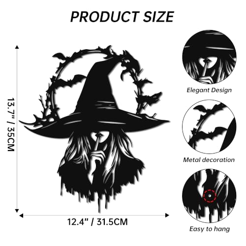 Halloween Witch Silhouette Wall Decor - Metal Indoor Halloween Decoration