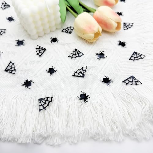 Halloween Black Confetti - 1000PCS Foil Spider & Web Table Scatter - Spooky Party Decorations - Variation: Halloween Black
