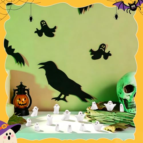 Mini Ghost Figurines Set - Halloween Resin Decorations, 60 Pieces