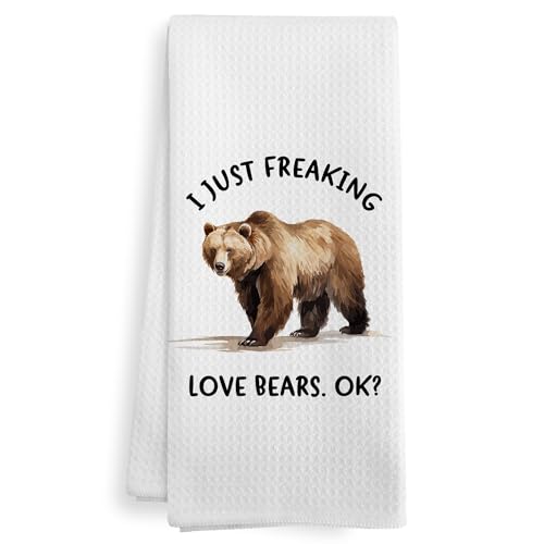 Funny Bear Kitchen Towels - Rustic Camping Bathroom & Kitchen Decor - 16x24 Inches - Bear Variation