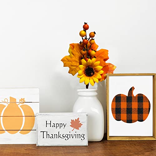 Artificial Fall Sunflower Berry Picks - 6 Pack Autumn Harvest Decor