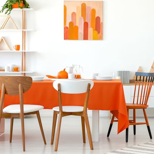 Orange Disposable Plastic Tablecloths 54x108 Inches - 2 Pack, Rectangle