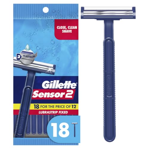 Disposable Razors for Men - Gillette Sensor2 18 Pack with Water-Activated Lubrastrip