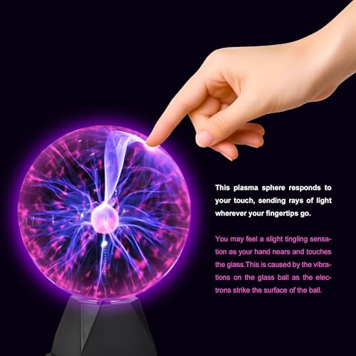 PowerTRC 8 Inch Plasma Globe Night Lamp - Interactive Touch & Sound Science Decor, USB Powered, Kids & Party Gift - Variation #3
