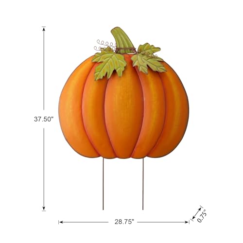 Large Metal Pumpkin Yard Stake & Wall Decor for Fall Outdoor Garden & Porch