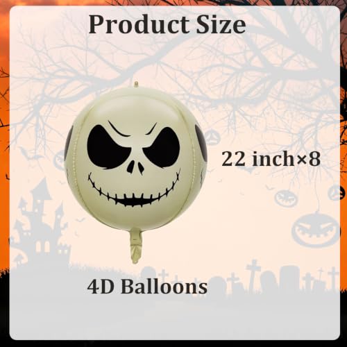 Green 8 Pcs 22 Inch 4D Skull Head Halloween Balloons Party Decorations