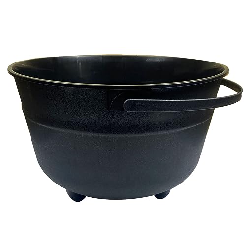 Large Halloween Black Cauldron Plastic Trick or Treat Bucket - 12.6 Inch