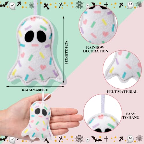 Halloween Felt Ghost Ornaments - 12 Pack, 3.15 Inch Pastel Decor for Parties