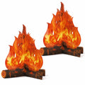 Fake Campfire Flame Decorations Set - 12 Inch 3D Artificial Fire Props for Parties and Camping - Red, 2 Pcs