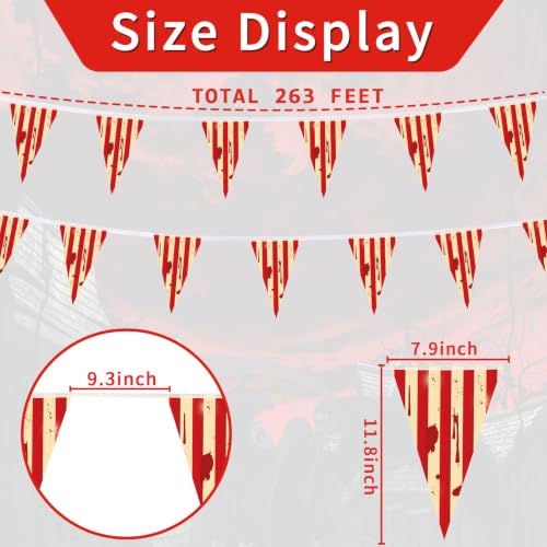 Creepy Carnival Banner Set - 263 Ft Red & White Striped Halloween Decorations