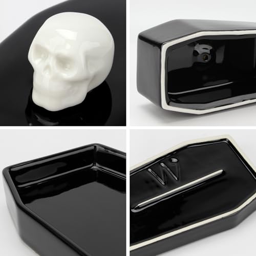 Gothic Skull Ceramic Butter Dish with Lid - Halloween & Horror Decor
