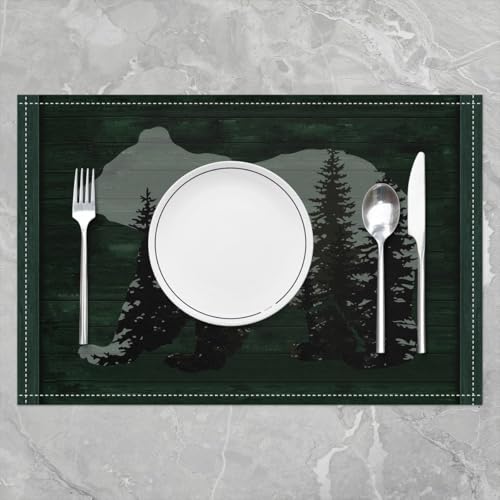 Jejeloiu Bear Dinner Placemat Set - 18x12 Inches, Multi Style
