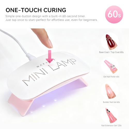 Mini UV LED Nail Lamp for Gel Nails - Pink, 6W, Fast Curing, Foldable & Portable