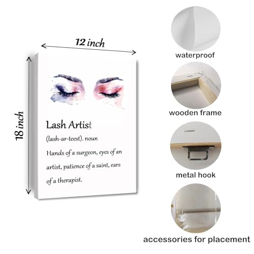 Lash Artist Definition Poster Canvas Wall Art for Lash Studio - 18 x 12 Inches Framed
