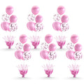 Pink Balloon Centerpiece Kit - 6 Sets Reusable Table Balloon Stands & Confetti Balloons for Birthday & Baby Shower Decorations - Pink / 6 Sets