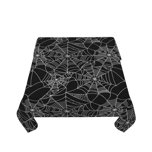 Halloween Cobweb Tablecloth 60x60 Inch Square Black Dust-Proof & Wrinkle Resistant