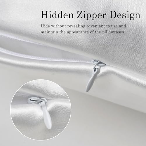 Queen Satin Pillowcase with Hidden Zipper - White Bat Design, Cooling & Breathable, 20x30 Inch