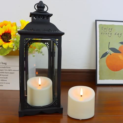 D3x3 Inch Waterproof Flickering Flameless Candles Set of 6 with Remote Timer - Ivory White