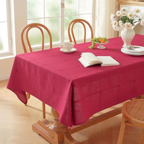 Red Rectangle Table Cloth 70x53 Inch Farmhouse Linen Durable Washable