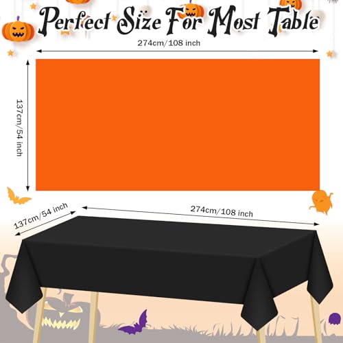 Halloween Plastic Tablecloth Set - Black and Orange, 12 Pieces