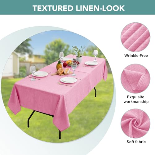 Pink Outdoor Tablecloth with Umbrella Hole - 60x120 Inch Rectangular