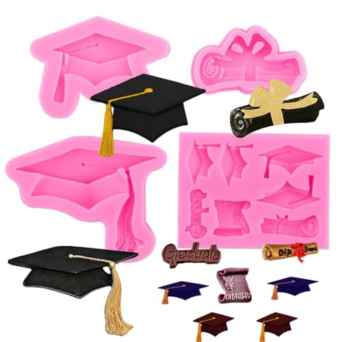Graduation Silicone Mold Set - Doctoral Cap Diploma Scroll Cake & Candy Decorations