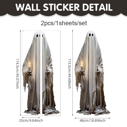 Halloween Window Clings for Glass - Ghost Spooky Decals, Reusable, Style 18