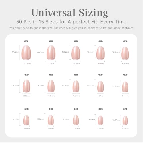 PILOLO Pearl Chrome Press On Nails Short Almond - Champagne Nude Variation