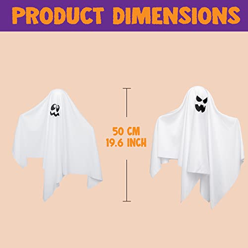 Halloween Flying Ghost Decorations Set - 7 Outdoor Hanging White Ghosts, 19.6 Inches