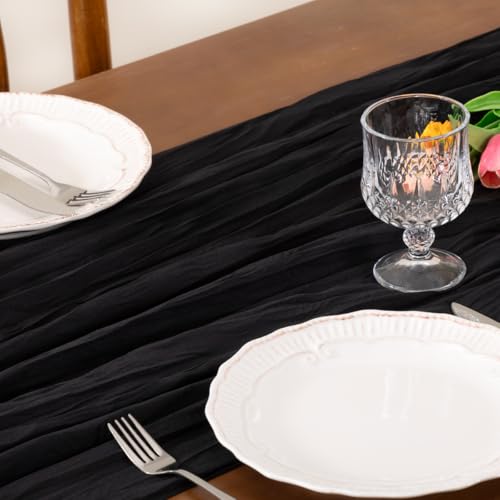 Black Cheesecloth Table Runner Pack of 2 Fall Halloween Rustic Decor