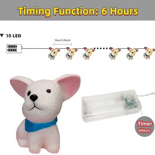 Cute Labrador Dog String Light 1.65M Battery-Operated Night Light with Timer