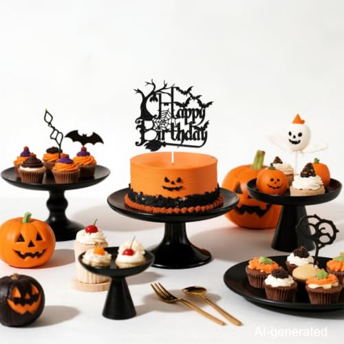 Halloween Birthday Cake Topper Bat Design Glitter Party Decoration