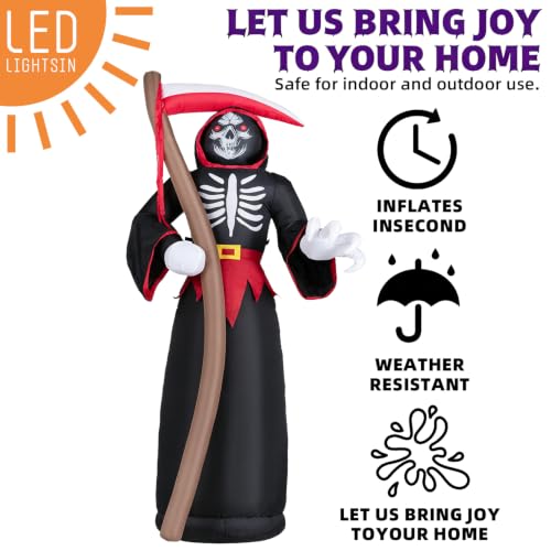 8FT Halloween Inflatable Grim Reaper with LED Lights Outdoor Yard Decor - Black Reaper