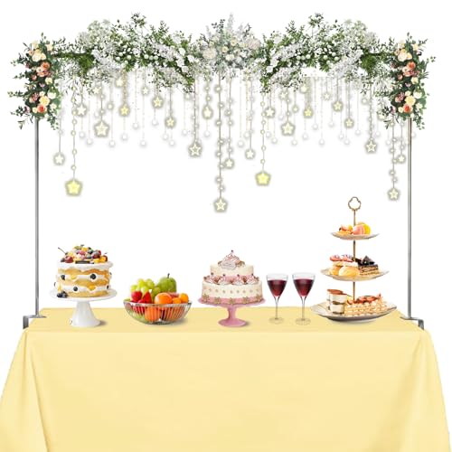 Adjustable Over The Table Rod Stand with Clamps - Silver Gray, 49-102 Inches, Wedding & Party Decoration