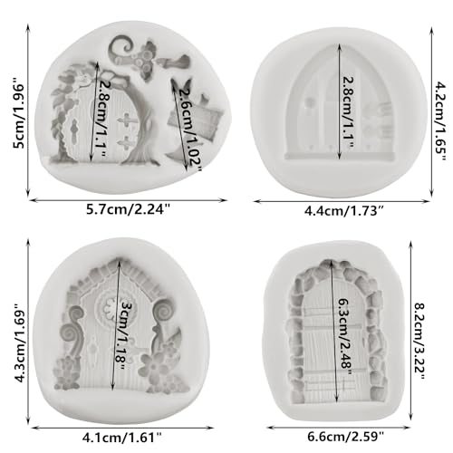 Garden Fairy Door Silicone Fondant Mold Set of 4 - Style D