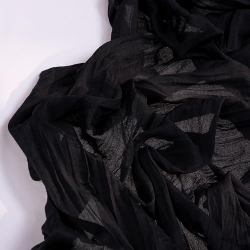 Black Cheesecloth Table Runner 1 Pack - Halloween Rustic Boho Decor