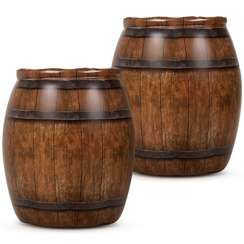 Western Cowboy Inflatable Barrel Decorations - 2 Pack, Rustic Wild West Party Props