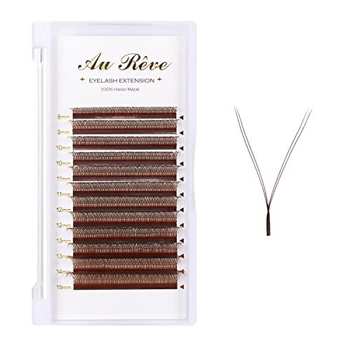 Colored Lash Extensions Premade Fans - YY Y Lashes Brown 0.07 D Curl 12mm - Variation of YY-0.07/D/12mm