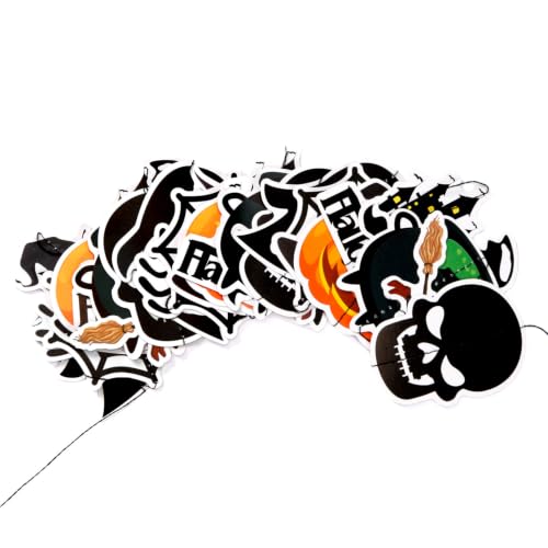 Black Ghost Witch Bat Spider Halloween Garlands - Pre-Strung 4 Pack