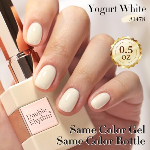 Double Rhythm Gel Polish 15ML - Sheer Beige White, Same Color, Soak Off Art Manicure