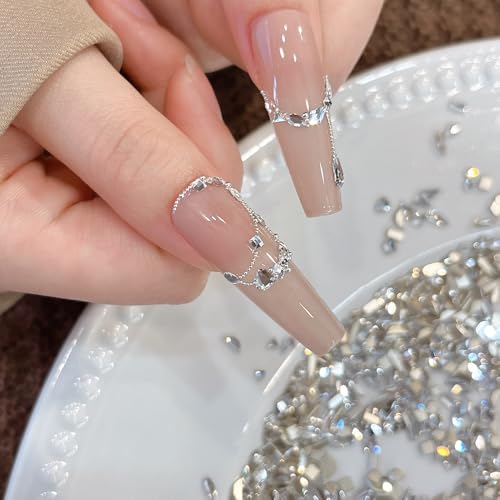 Silver Nail Rhinestones Charms Set - 2000 Small Flatback Crystals for Nail Art & DIY Decorations