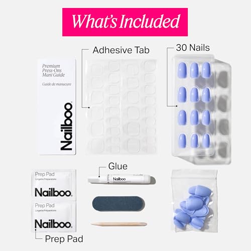 Press On Nails Baby Blue 30 Count - Salon-Quality Fake Nails for Manicure