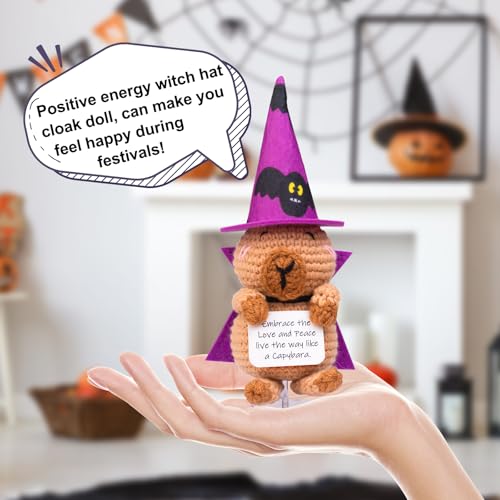 Halloween Support Cucumber Witch Hat and Cloak Doll with Knitted Potato Toy - Brown