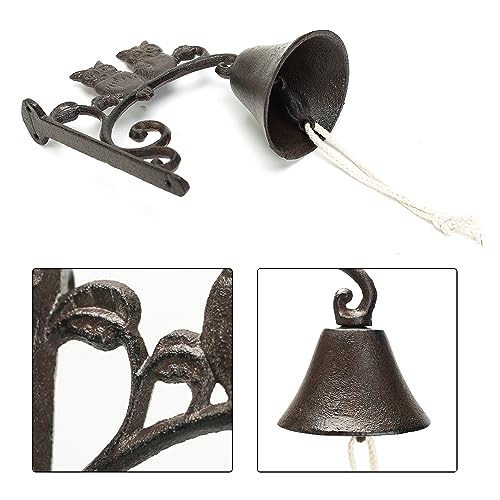 Heavy Duty Cast Iron Wall Bell - Retro Owl Hand Bell Wall Decor - Indoor Outdoor Garden Doorbell - Shape A
