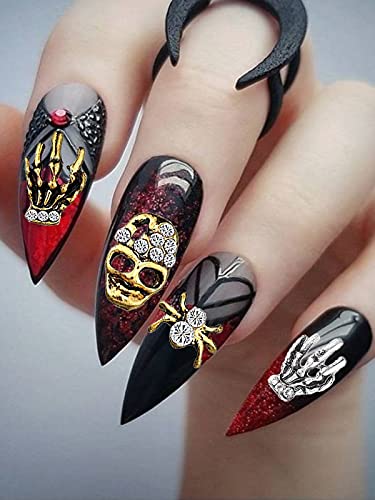 Halloween Nail Art Charms Set - Skull Spider Skeleton Hands, 60 Pieces, Variation Pattern-1