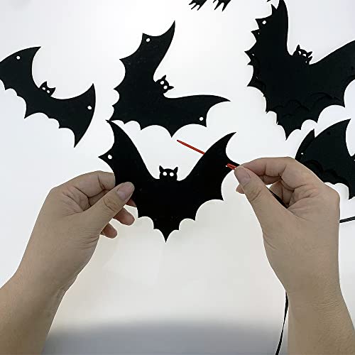 Halloween Bat Garland Banner - Felt Flying Bats for Haunted House & Party Decor - 2 Pack