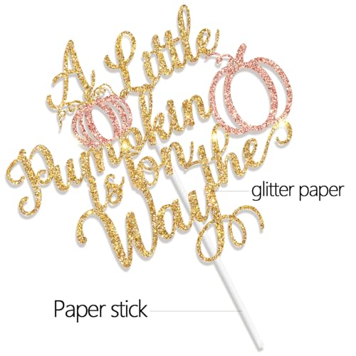 A Little Pumpkin Is On The Way Cake Topper - Fall Baby Shower Decor - Style-3